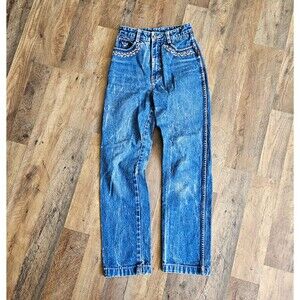 Vintage 80s Sergio Valente Acid Wash High Waist Jeans Embroidered 5/6